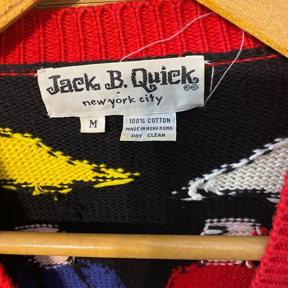 Vintage Jack B. Quick Football Cardigan Sweater 80s Sports Knit Medium hong kong - Picture 3 of 11